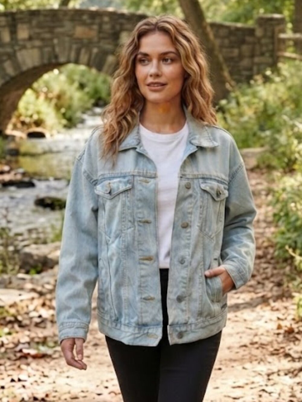 Urban Outfitters BDG Jean Jacket Denim Size Small P Oversized Distressed Trucker